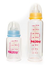 Set of 2 Nuby Nûby Standard Neck Glass Bottle Nurser 4 and 8 oz EF110, EA180 - $7.40