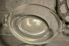 VINTAGE EARLY CLEAR GLASS PYREX C-B 632 WITH BACKSTAMP IN TABLE TRAY image 4