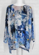 JESS &amp; JANE Shirt French Brushed Carolina Blue Grey Floral Print NWT Small - £63.11 GBP