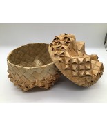Handmade Woven Palm Leaf Basket with Lid 6&quot;x8&quot; Natural Tribal Boho Storage - €15,27 EUR