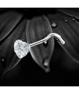 925 Sterling Silver Crystal Filled Heart Nose Stud Screw Pin Elegant Bli... - $190.34 MXN