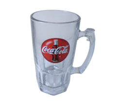 Vintage Coca-Cola Coke Heavy Glass Mug with Handle Beer Stein Soda Clear - $9.39