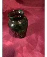 Vintage Anchor Hocking Emerald Green Gold Gilded Mini Vase - $92.58 MXN