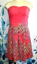 Women&#39;s Xhilaration Pink Chevron Striped Short Dress Padded Zip Back Size M  - £10.25 GBP