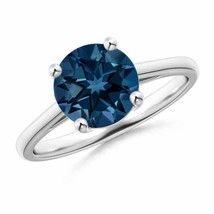 ANGARA 8mm Natural London Blue Topaz Solitaire Ring in Silver for Women, Girls - £154.00 GBP+