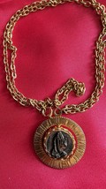 Vintage Gold Tone Praying Hands Cross Swivel  Two-Sided Pendant Necklace... - £15.80 GBP