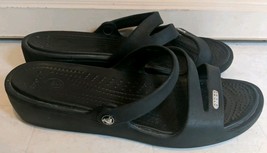 CROCS Women&#39;s Size 8 Patricia II Wedge Sandal Black Slip On Strappy - $21.29