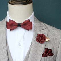 Red Bow Tie with Buttonhole and Brooch - £18.04 GBP