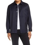 Theory Sz S Clyfford Shirt Jacket Men&#39;s Wool Twill Baltic Blue Long Slee... - $98.99