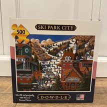 Dowdle Folk Art Ski Park City 500 Piece Jigsaw Puzzle 16” x 20” - $9.89