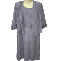 Maya Brooke 2 Piece Womens Dress Sheer Jacket Lilac Purple Size 16 Layer... - £39.06 GBP