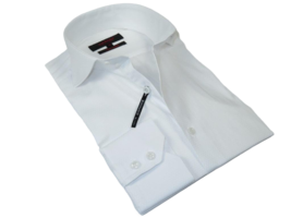 Men&#39;s Axxess Turkey Shirt 100% Egyptian Cotton High Collar 224-03 White Pique - £70.77 GBP