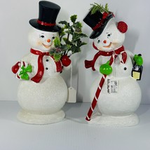 Raz Imports Glittered Retro Snowman Christmas Figures Set Of 2 13.5 # 4111582 - £86.84 GBP