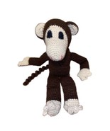 Crochet Brown Monkey Plush Toy Stuffed Animal Swirl Tail Vintage Handmade - $38.77 CAD