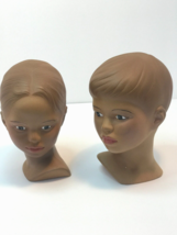 Holland Mold Ceramic Realistic Boy &amp; Girl Head Busts Set of 2 VTG - £30.96 GBP