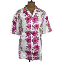 Vintage Ho Aloha Men&#39;s Floral Hawaiian Shirt 2XL Made in USA 100% Cotton White - £35.71 GBP