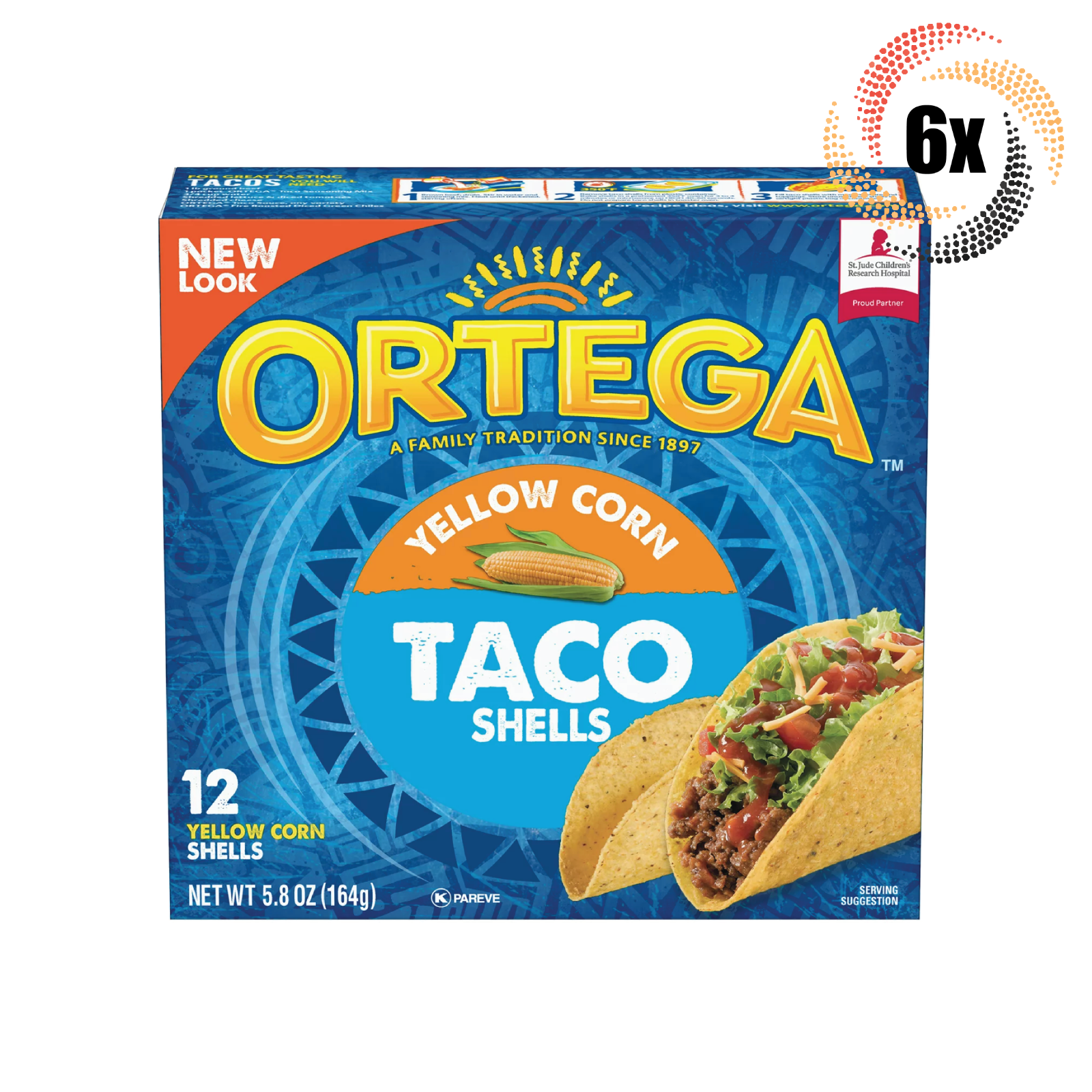 Primary image for 6x Packs Ortega Yellow Corn Hard Taco Shells | 5.8oz | 12 Shells Per Pack |