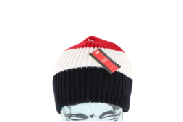NOS Vintage 90s Streetwear Ribbed Knit Color Block Winter Beanie Hat Cap Womens - £27.57 GBP