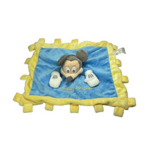 Disney Parks Mickey Mouse Yellow Blue Crinkle Tabs Baby Security Blanket... - £15.68 GBP
