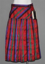 VTG JH Collectibles Nubby Silk Red Green Purple Plaid Flare Skirt Wm&#39;s 10 NWT - £23.17 GBP