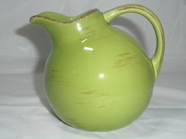 TAG Lime Green Gold Ball Pitcher Creamer Brown Highlights Farmhouse Country - £14.93 GBP