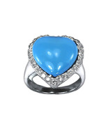 Sterling Silver 925 Lab Faux Turquoise CZ Heart Ring - $32.89 CAD
