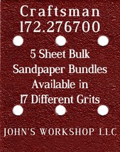 Craftsman 172.276700 - 1/4 Sheet - 17 Grits - No-Slip - 5 Sandpaper Bulk Bundles - $4.99