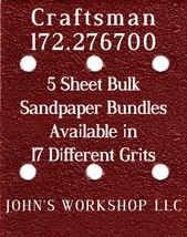 Craftsman 172.276700 - 1/4 Sheet - 17 Grits - No-Slip - 5 Sandpaper Bulk... - $4.99