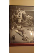 Warner Brothers Looney Tunes Playing Pool Bugs Daffy Taz &amp; Sylvester Framed - £22.06 GBP