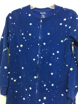 Nick &amp; Nora S Blue Starry Night Fleece Footie Pajamas Glow-In-the-Dark 1 Piece - £24.91 GBP