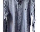 Ralph Lauren Striped Shirt Mens Size M Custom Fit Blue Label Blue White ... - $14.33