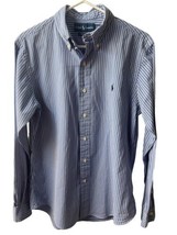 Ralph Lauren Striped Shirt Mens Size M Custom Fit Blue Label Blue White ... - $14.33