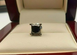 Platinum Princess Cut Black Diamond Gents Single Stud Earring 0.80 Carat - $686.12