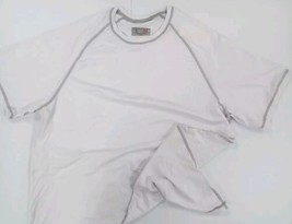 A4 Mens Large White/Gray Stitch Dri-Fit Workout Crewneck T-Shirt-N3275 Box-E AMc - $11.99