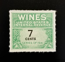 1942 7c U.S. Internal Revenue, Cordial &amp; Wine, Green Scott RE119 Mint NH - $1.78