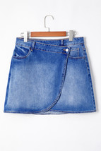 Ashleigh Blue Wrapped Crossed Waist Denim Mini Skirt - $436.83 MXN