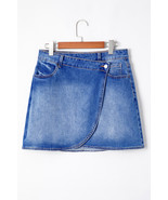 Ashleigh Blue Wrapped Crossed Waist Denim Mini Skirt - $436.83 MXN