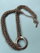 Baer SF Signed Multi Strand Open Oval Antique Goldtone Chain w Hammered Silver &amp; - £30.48 GBP