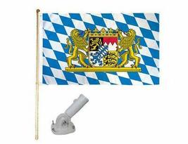 5&#39; Wooden Flag Pole Kit W/Nylon White Bracket 3x5 Bavaria Lion Polyester Flag - £27.87 GBP