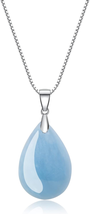 925 Sterling Silver Teardrop Healing Crystal Necklace, Moonstone/Labradorite/Apa - £41.62 GBP