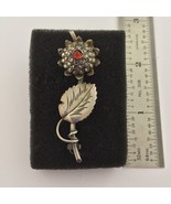 Vintage Flower Brooch Lapel Unisex Pin Carnelian Marcasites Sterling Sil... - £46.54 GBP