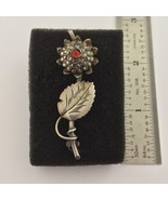 Vintage Flower Brooch Lapel Unisex Pin Carnelian Marcasites Sterling Sil... - $81.24 CAD