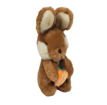 8&quot; Vintage 1983 Gund Baby Brown Bunny Rabbit W Carrot Stuffed Animal Plush Toy - £29.36 GBP