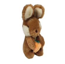 8&quot; VINTAGE 1983 GUND BABY BROWN BUNNY RABBIT W CARROT STUFFED ANIMAL PLU... - £29.36 GBP