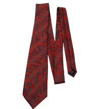 Vintage Dan Smith Mens Standard Size Necktie Abstract Art Microfiber Red - £11.87 GBP