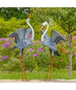 Zaer Ltd. Set of 2 51&quot; Tall White Neck Blue-Grey Heron Garden Figurines ... - £273.75 GBP