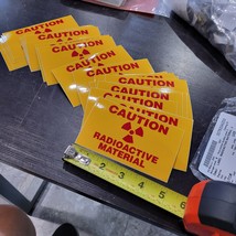 25 Caution Radioactive Material Labels 5&quot; x 3&quot; INDUSTRIAL QUALITY PEEL O... - £19.33 GBP