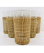 Vintage Caged Seagrass Wrapped 16oz Drinking Glasses Set of 6 - $96.21 CAD