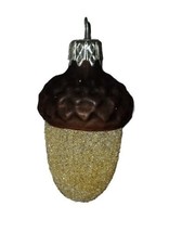 Vintage Mercury Glass Acorn Christmas Ornament 2-3/4&quot; Frosted Glitter Brown Top - £10.15 GBP