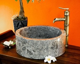 Natural Stone Wash Basin Marble 40cm Basin Round Bathroom Basin - £119.83 GBP+